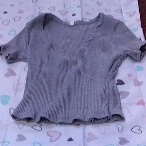 XS grey cross over crop top